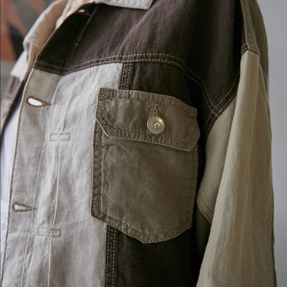 Brown Patchwork Bdg Jacket. Thin Jacket, Worn Once - image 3